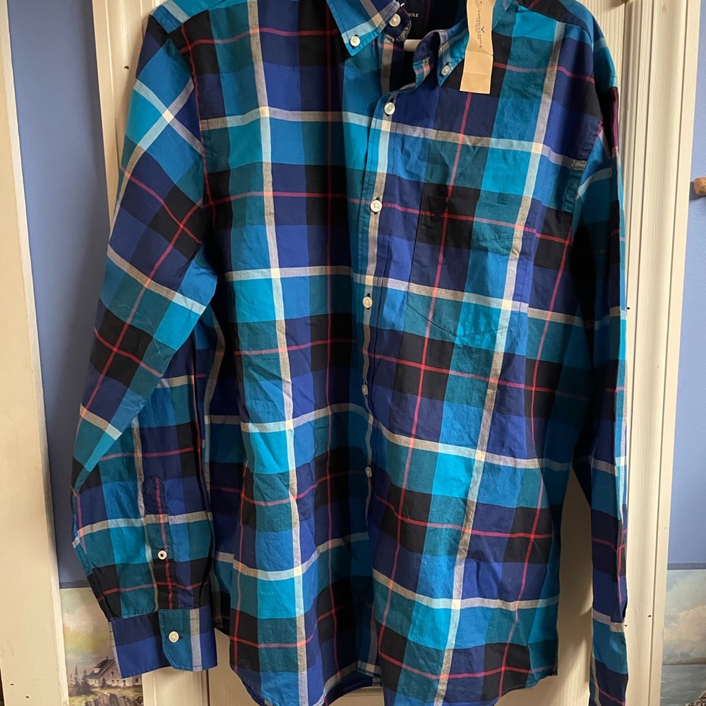 MENS AMERICAN EAGLE LONG SLEEVE BUTTON DOWN SHIRT NEW